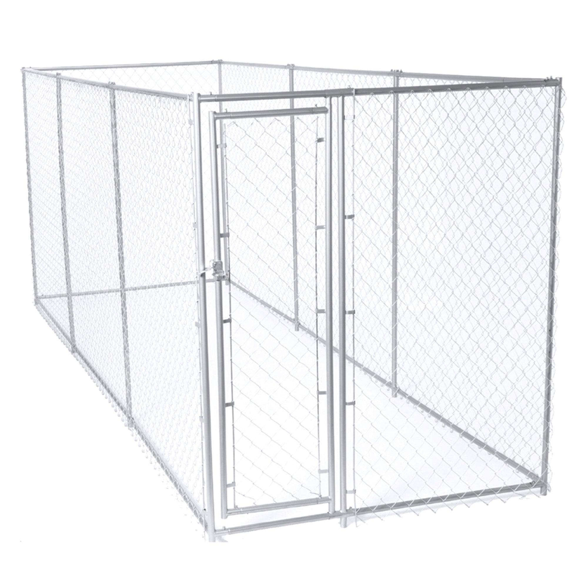 Lucky Dog 2-in-1 Size Galvanized Chain Link Kennel - Silver - CL 61528EZ