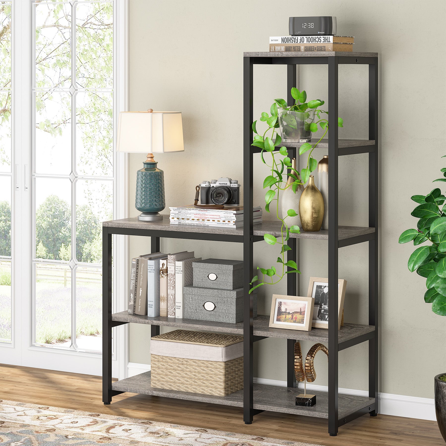 Ladder Bookshelf, 5-Tier Etagere Bookcase Display Rack for Home Office