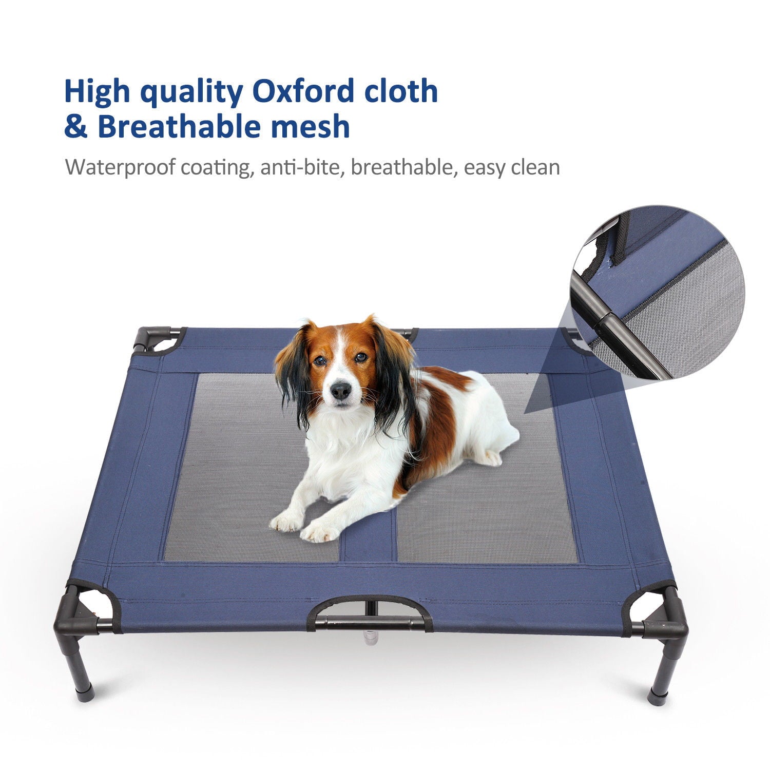 Pawhut Elevated Cooling Summer Pet Bed With Mesh Ventilation， Blue， 36