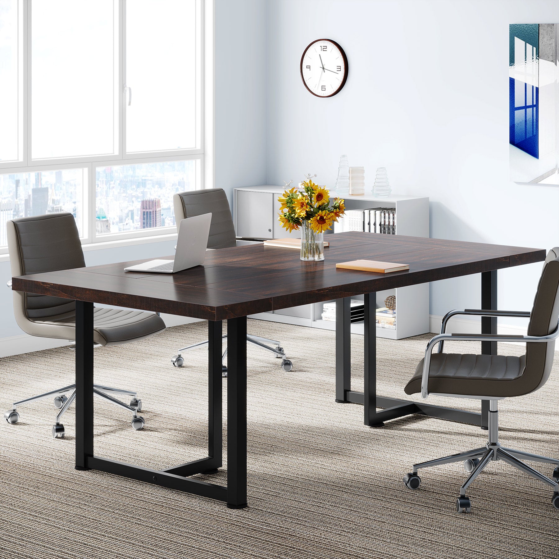 Tribesigns Conference Table, 6FT Rectangular Meeting Table Boardroom Desk