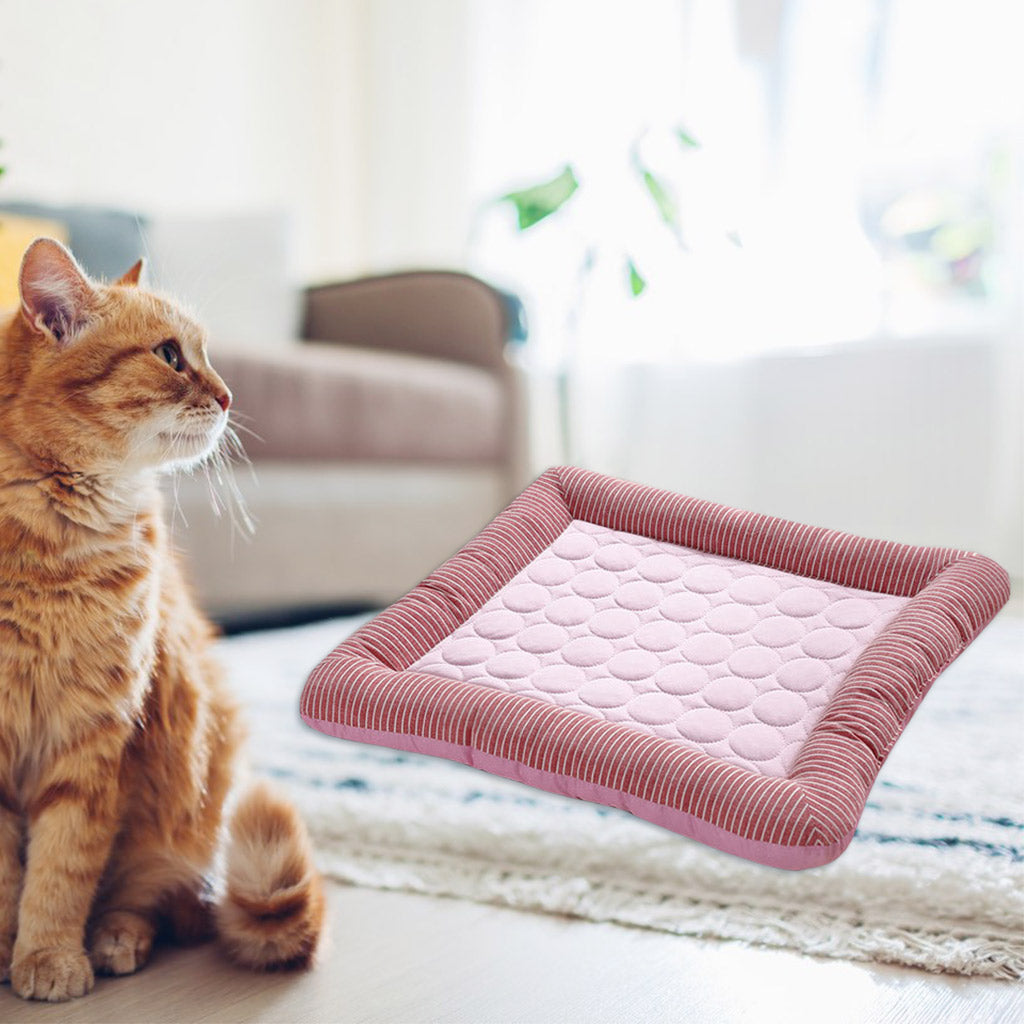 Dog Cage Mat Pets Self Cooling Mattress Bed Pad Sleeping Mat Pink 45x35cm