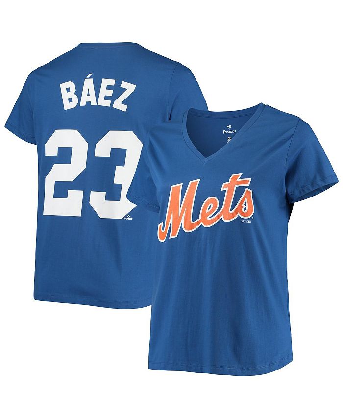 Women's Javier Baez Royal New York Mets Plus Size Name and Number V-Neck T-shirt