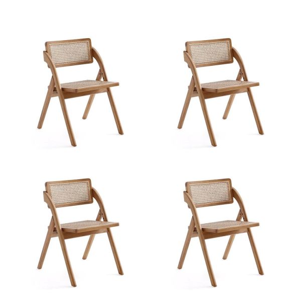 Lambinet Folding Dining Chair in Nature Cane- Set of 4