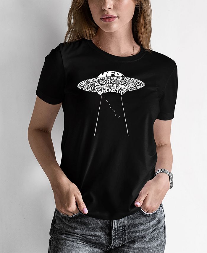 Women's Word Art Flying Saucer UFO T-Shirt