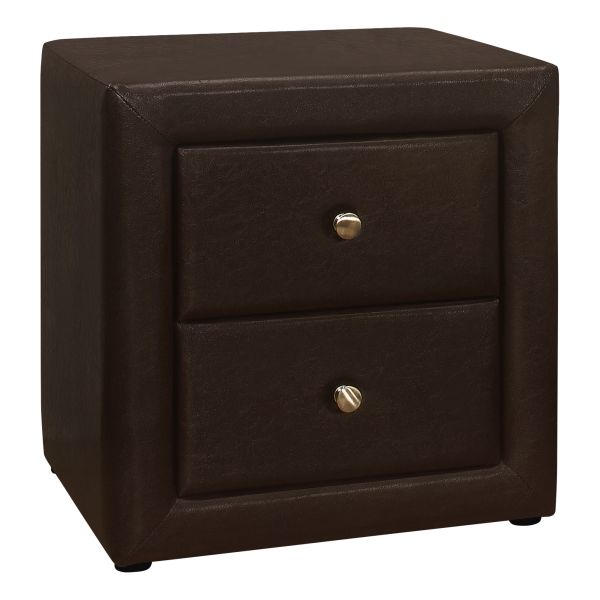 Bedroom Accent， Nightstand， End， Side， Lamp， Storage Drawer， Bedroom， Upholstered， Brown Leather Look， Transitional