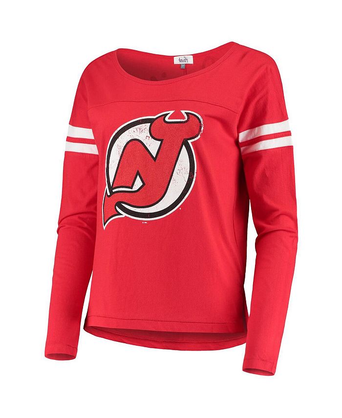 Women's by Alyssa Milano Red New Jersey Devils Free Agent Long Sleeve T-shirt