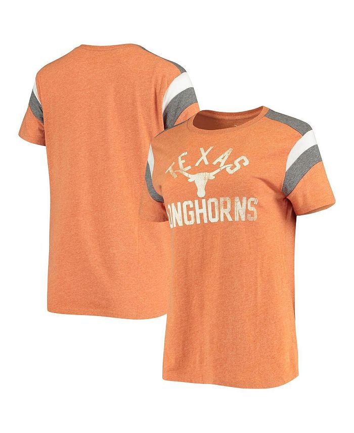 Women's Heathered Texas Orange Texas Longhorns Jolie Sleeve Insert T-shirt