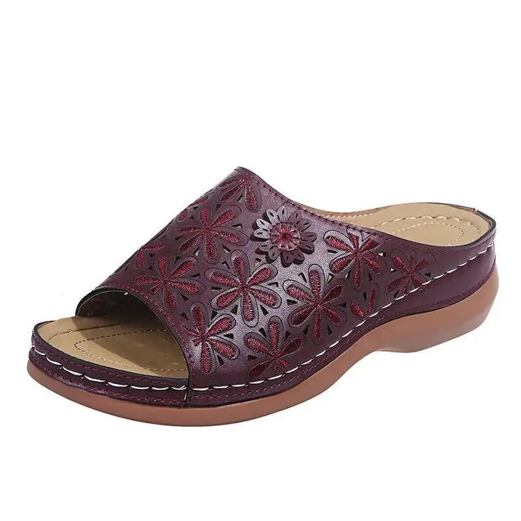 Leather Embroidery Women Sandals