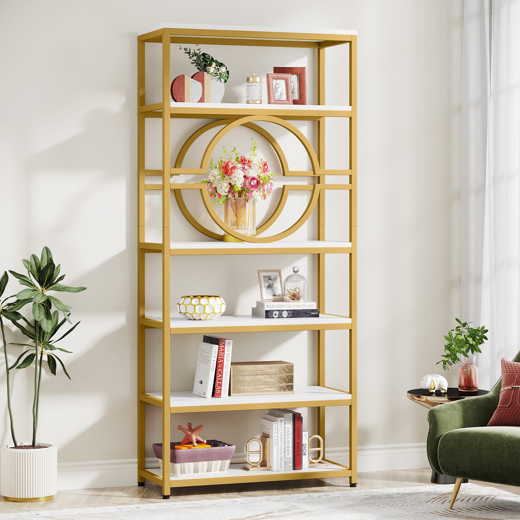 Tribesigns Bookshelf, 6-Tier Etagere Bookcase Freestanding Storage Shelf