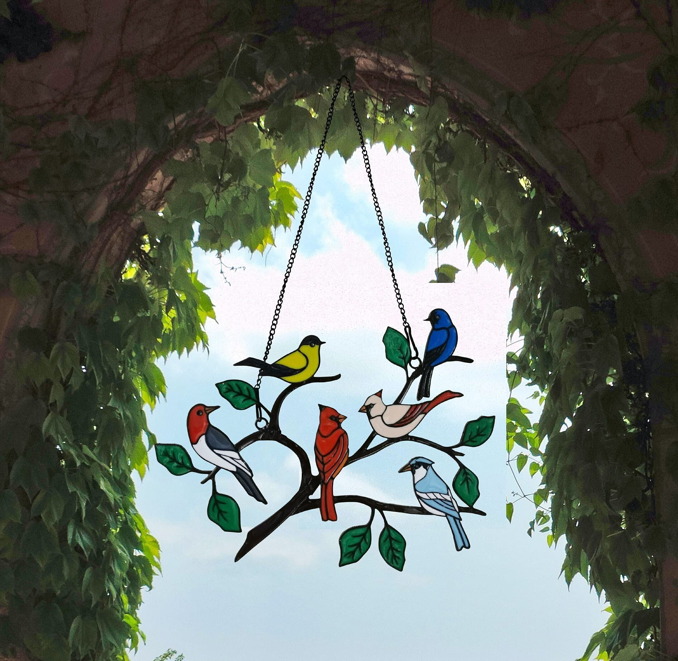 🔥Hot Sale🐦The best Christmas Gift-Birds Stained  Window  Panel Hangings🎁