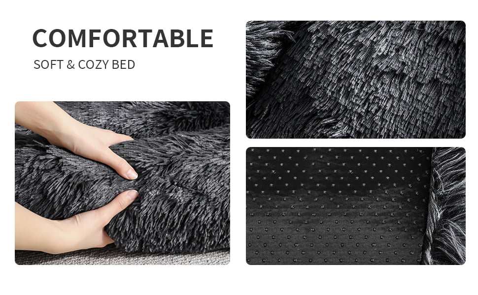Rectangle Plush Dog Bed Cat Beds for Small Dogs，Washable Small Pet Beds Small（22x18x7in，Under 15 lbs）， Lightgrey