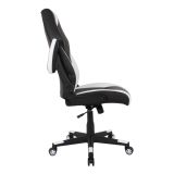 RS Gaming RGX Faux Leather High-Back Gaming Chair， Black/White， BIFMA Certified