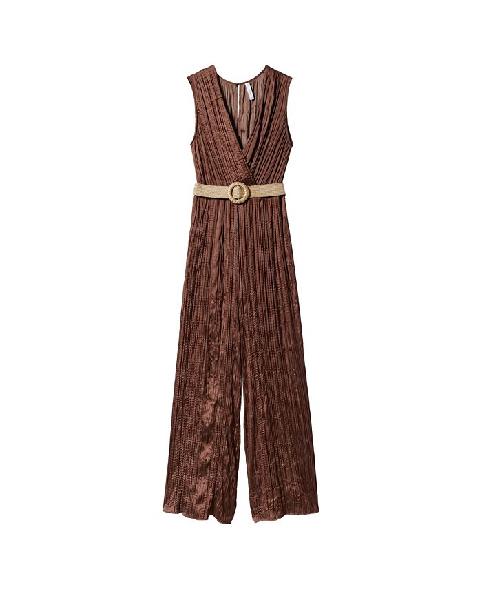Women's Satin Belted Jumpsuit