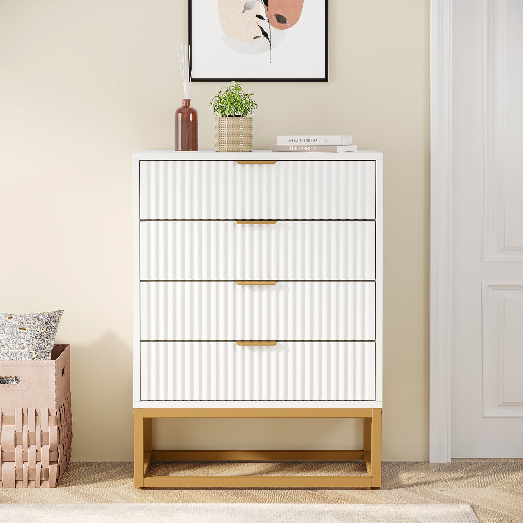 4 Drawer Chest Dresser, Modern Storage Chest For Bedroom