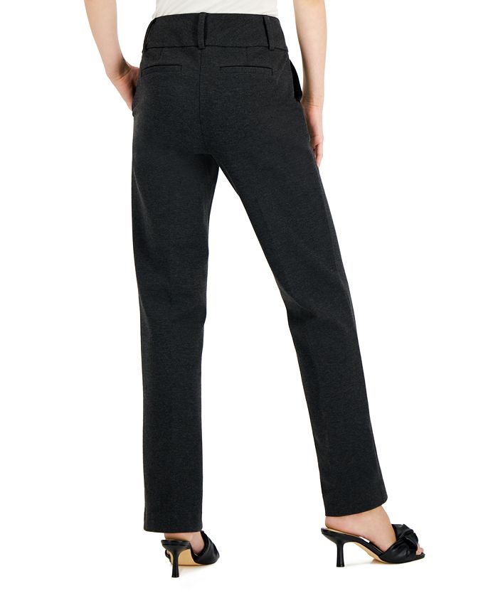 Petite Mid-Rise Zip-Front Ponte Pants， Created for Macy's