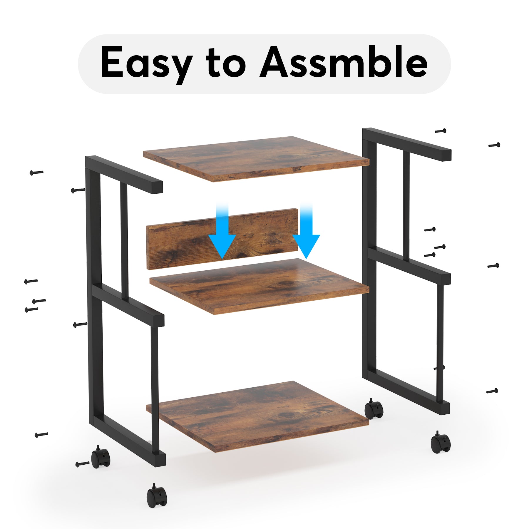 Rolling Printer Stand Printer Table with 3 Storage Shelves