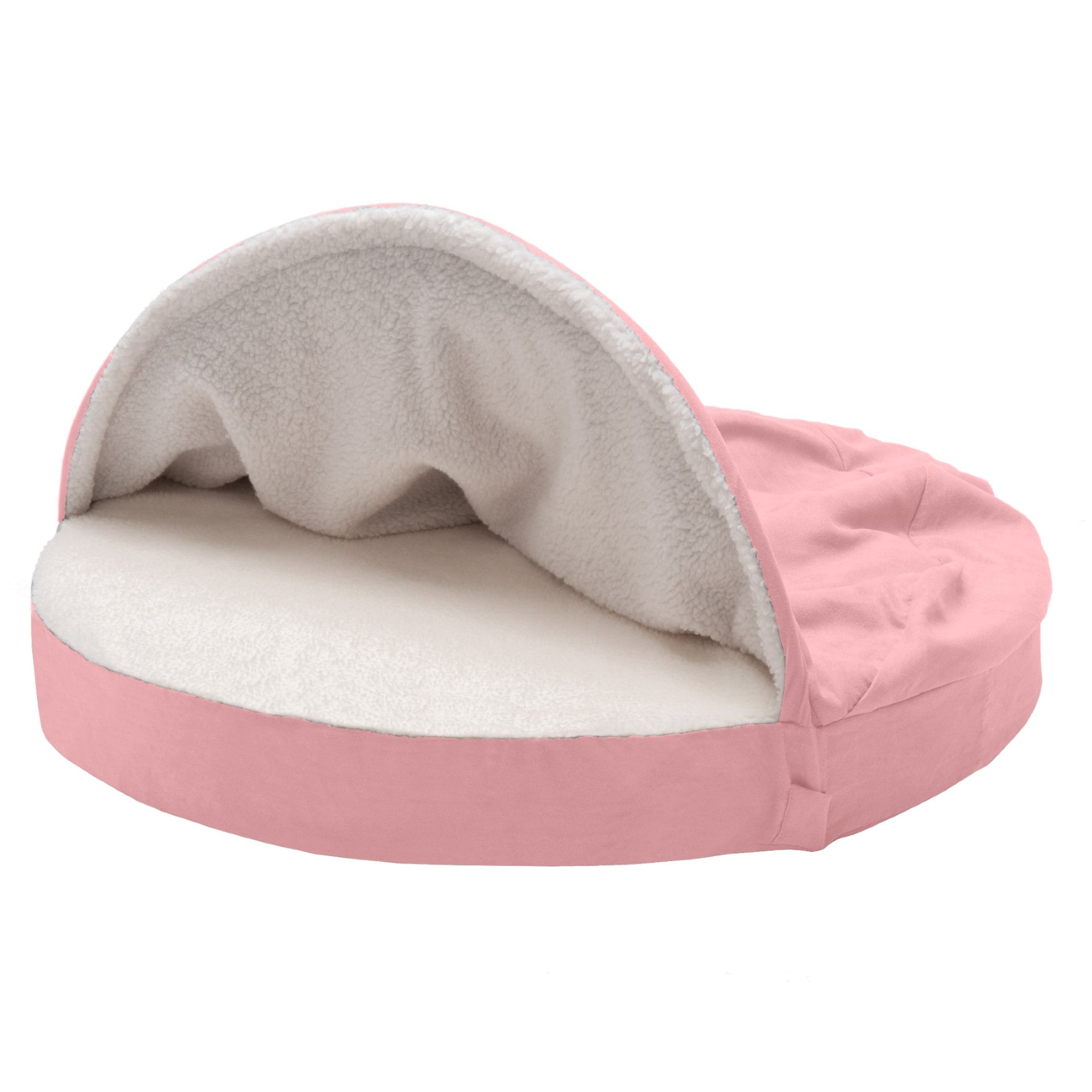 FurHaven | Cooling Gel Faux Sheepskin Snuggery Pet Bed for Dogs and Cats， Pink， 35-Inch