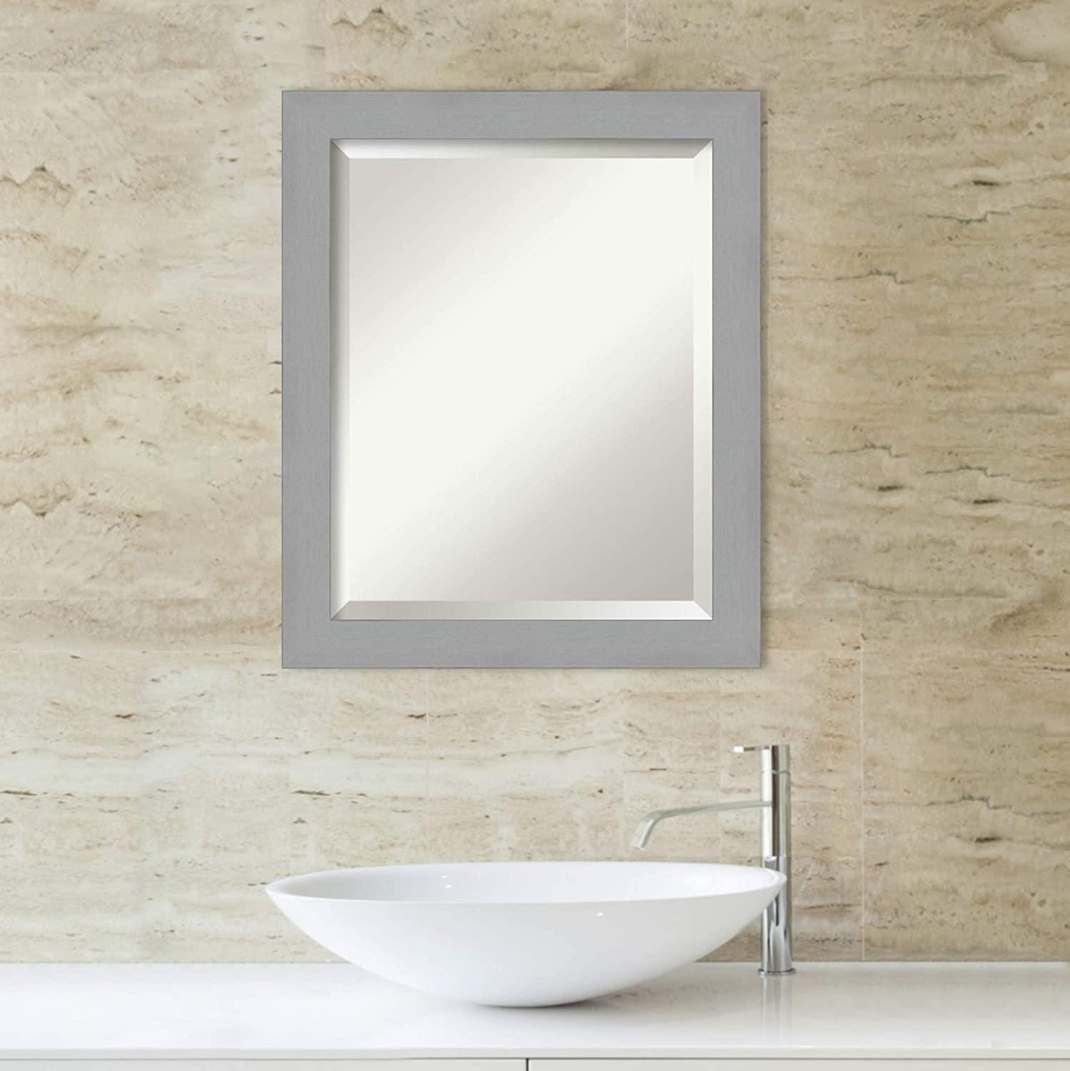 Framed Vanity Mirror Bathroom Mirrors for Wall Brushed Nickel Mirror Wall Mounted Mirror Small Mirror 23 38 x 19 38 in