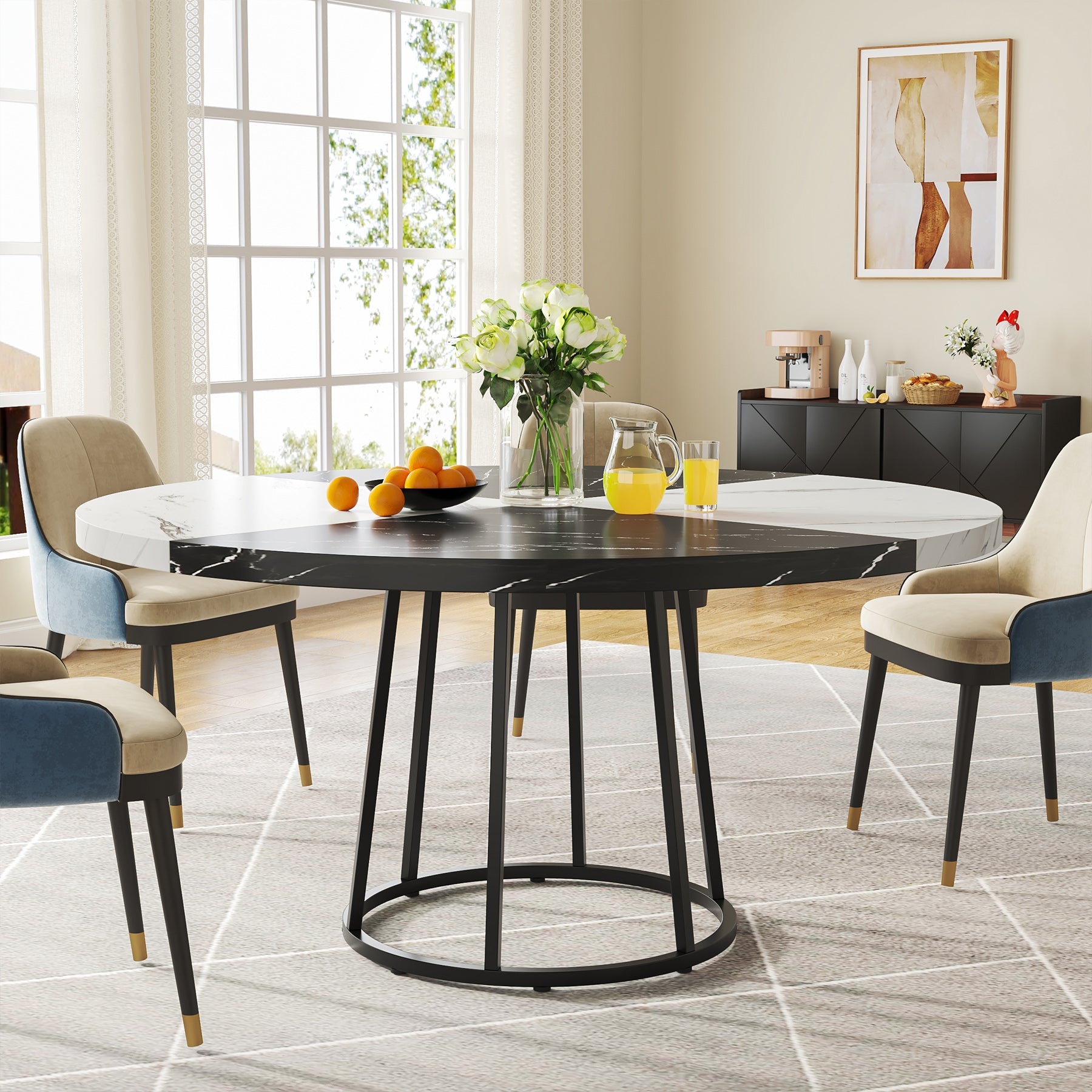 Round Dining Table for 4 People, 47