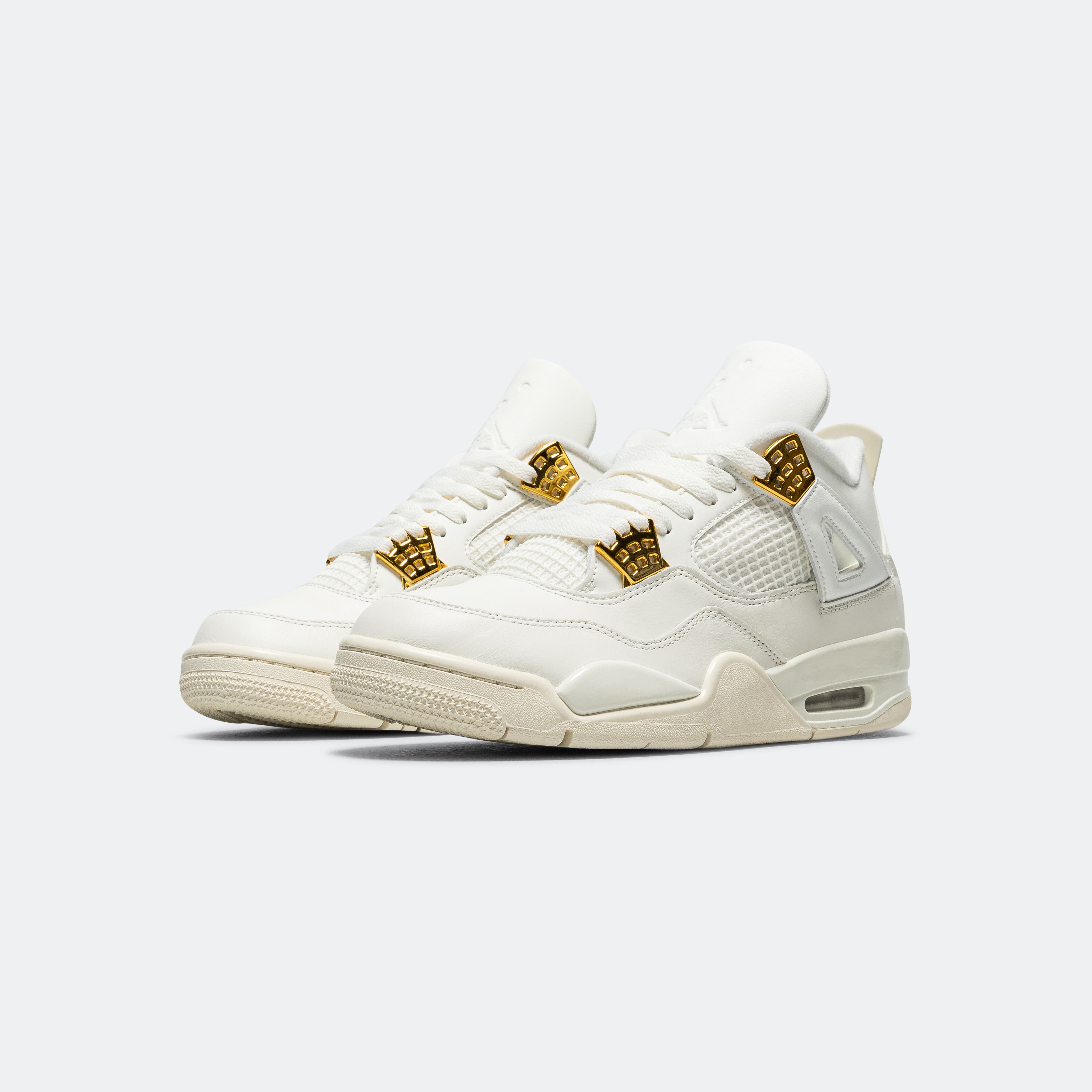 Womens Air Jordan 4 Retro - Sail/Metallic Gold-Black