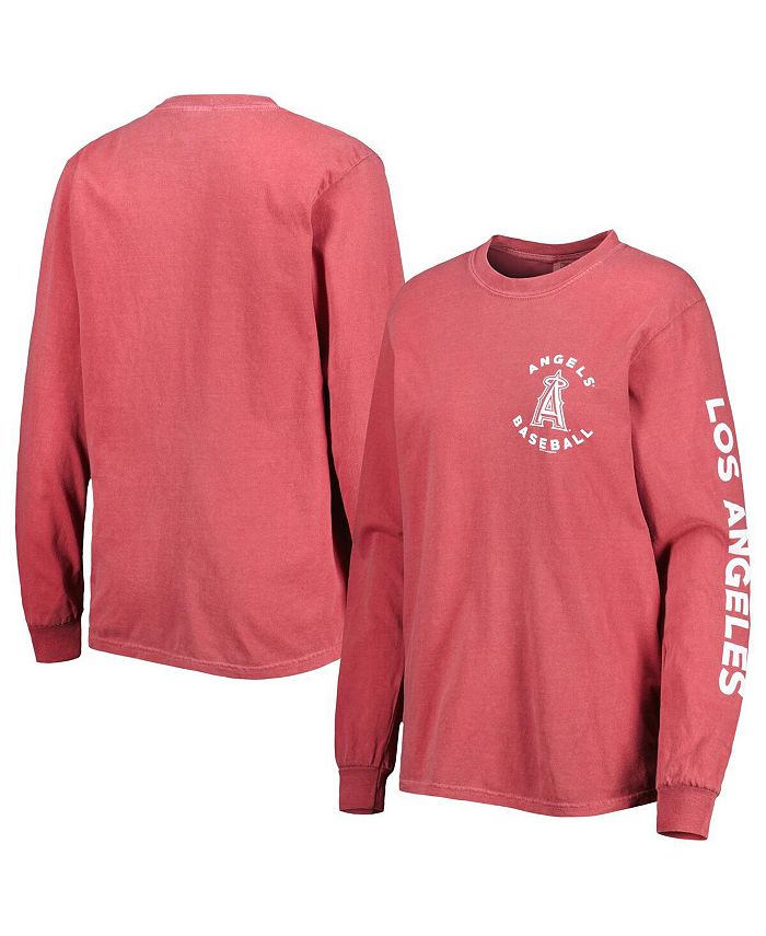 Women's Red Los Angeles Angels Team Pigment Dye Long Sleeve T-shirt