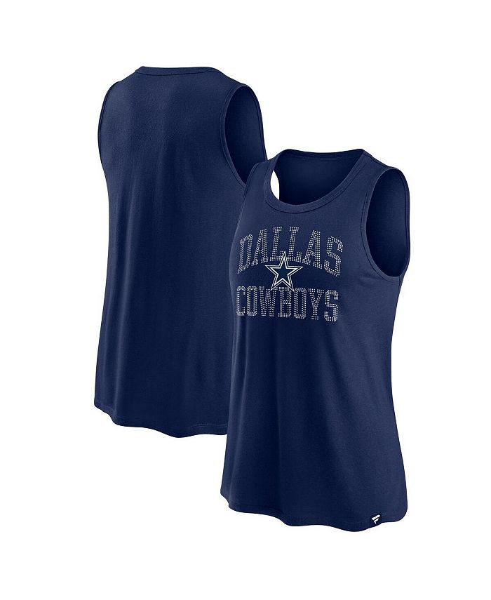 Women's Branded Navy Dallas Cowboys Bling Flowy Tank Top
