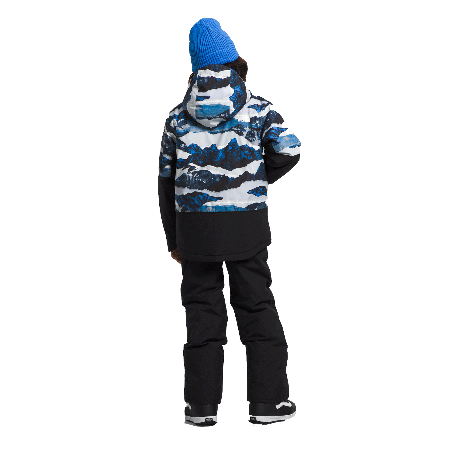 The North Face Kids Freedom Insulated Jacket 2024 Optic Blue Mountain Traverse Print