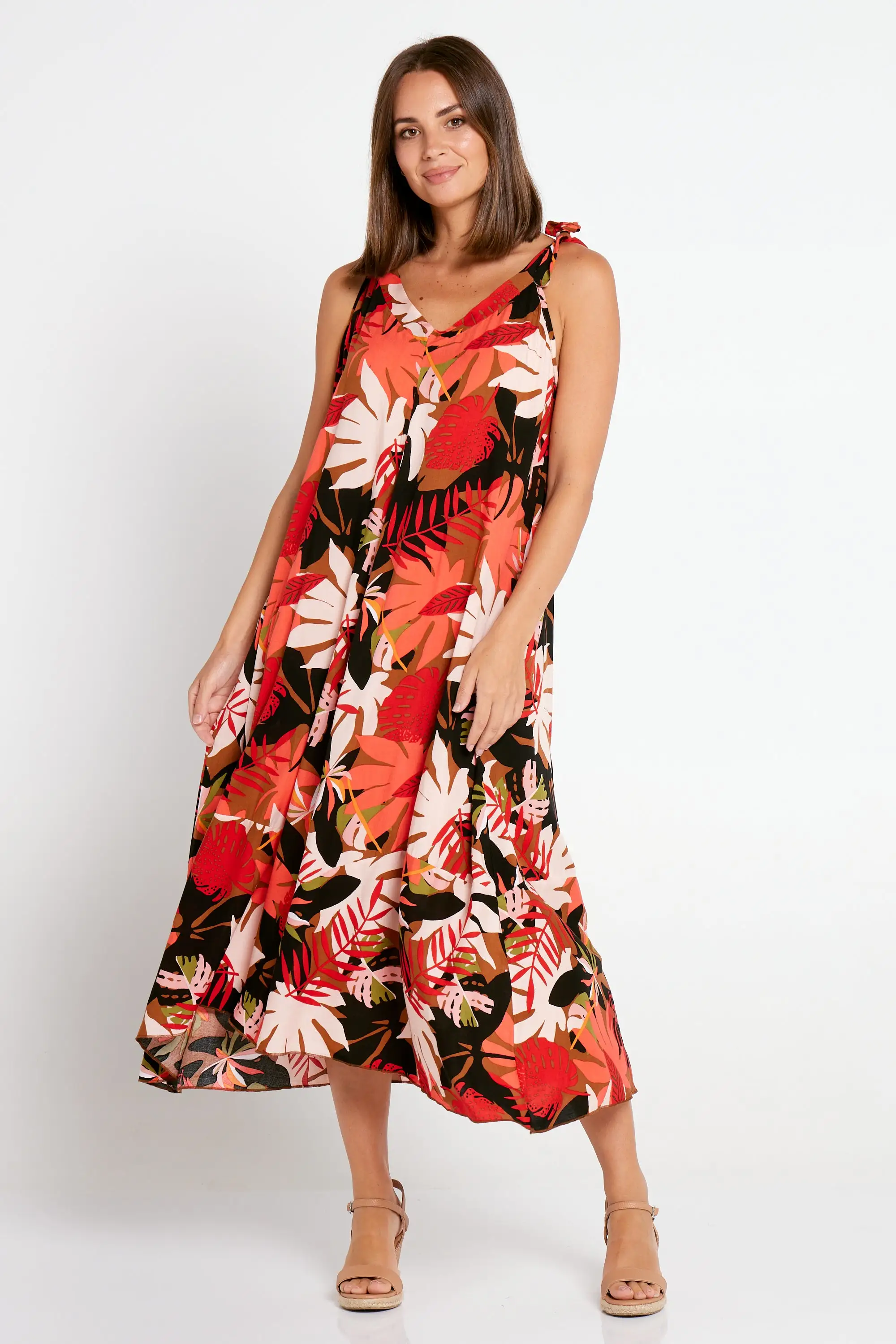 Daintree Dress - Red Botanical