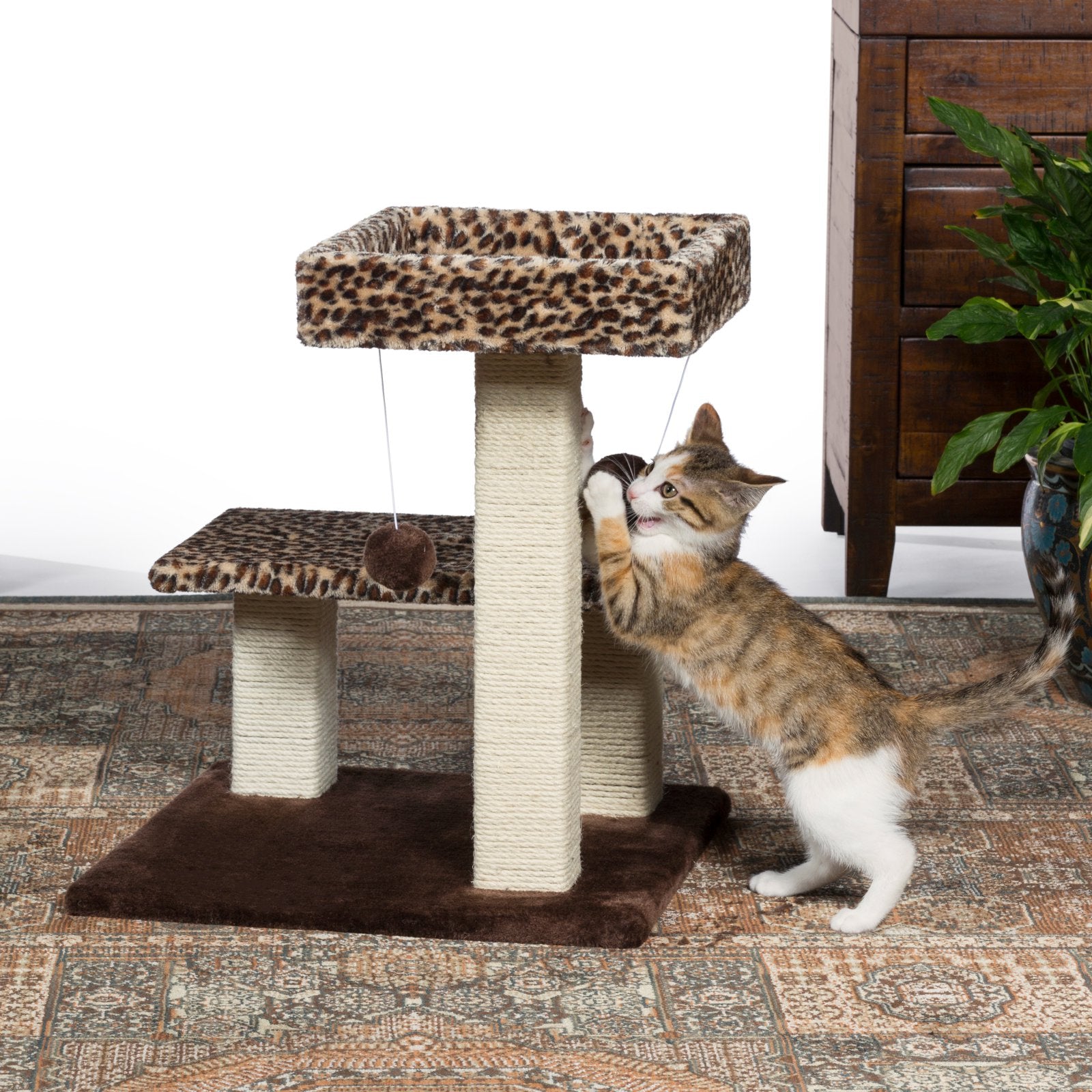 Prevue Pet Products 21 in. Kitty Power Paws Plush Leopard Terrace