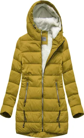 YELLOW QUILTED LADIES 'HOODED JACKET