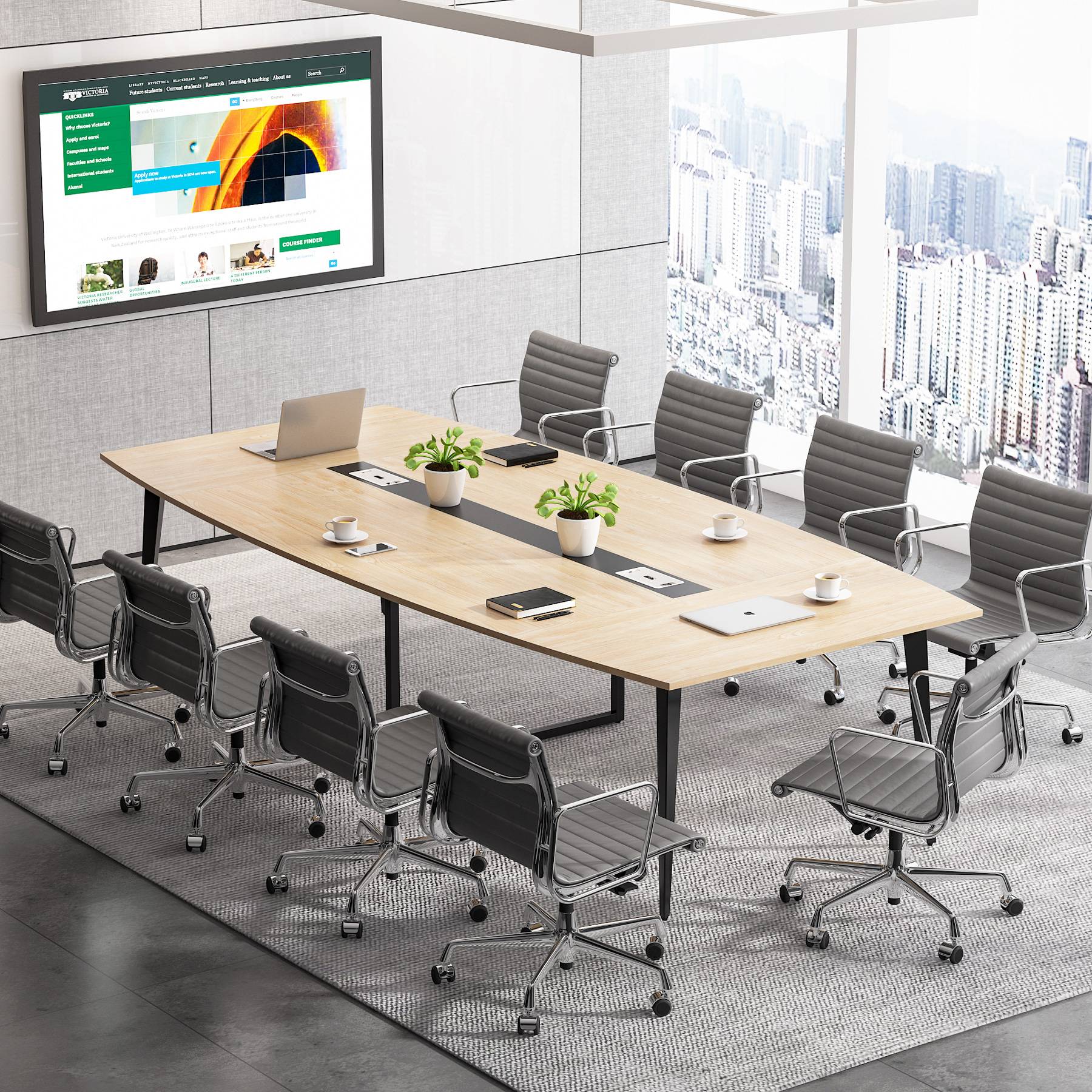 6FT / 8FT Conference Table, Modern Boat Shaped Meeting Table