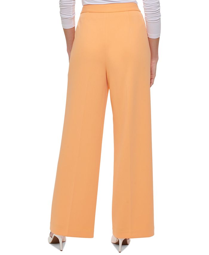 Petite Solid Wide-Leg High-Rise Pull-On Pants