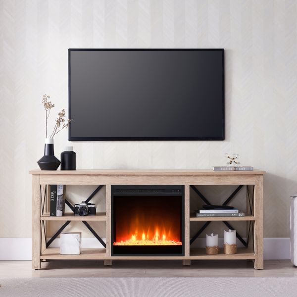 Sawyer Rectangular TV Stand with Crystal Fireplace for TV's up to 65