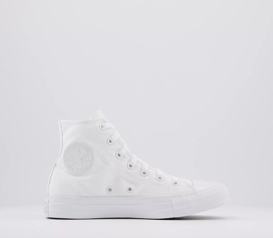 Mens Converse All Star Hi White Mono Trainers