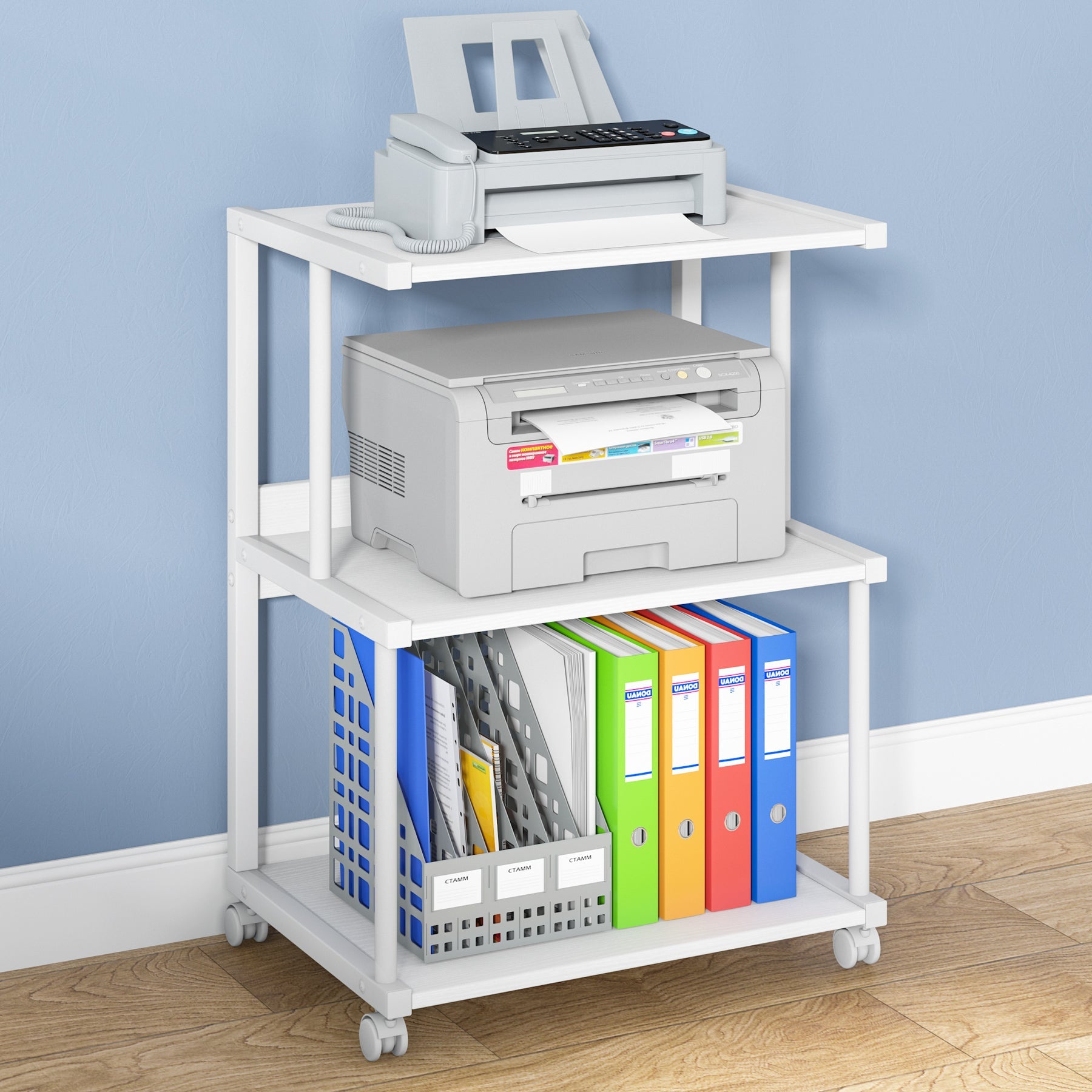 Rolling Printer Stand Printer Table with 3 Storage Shelves