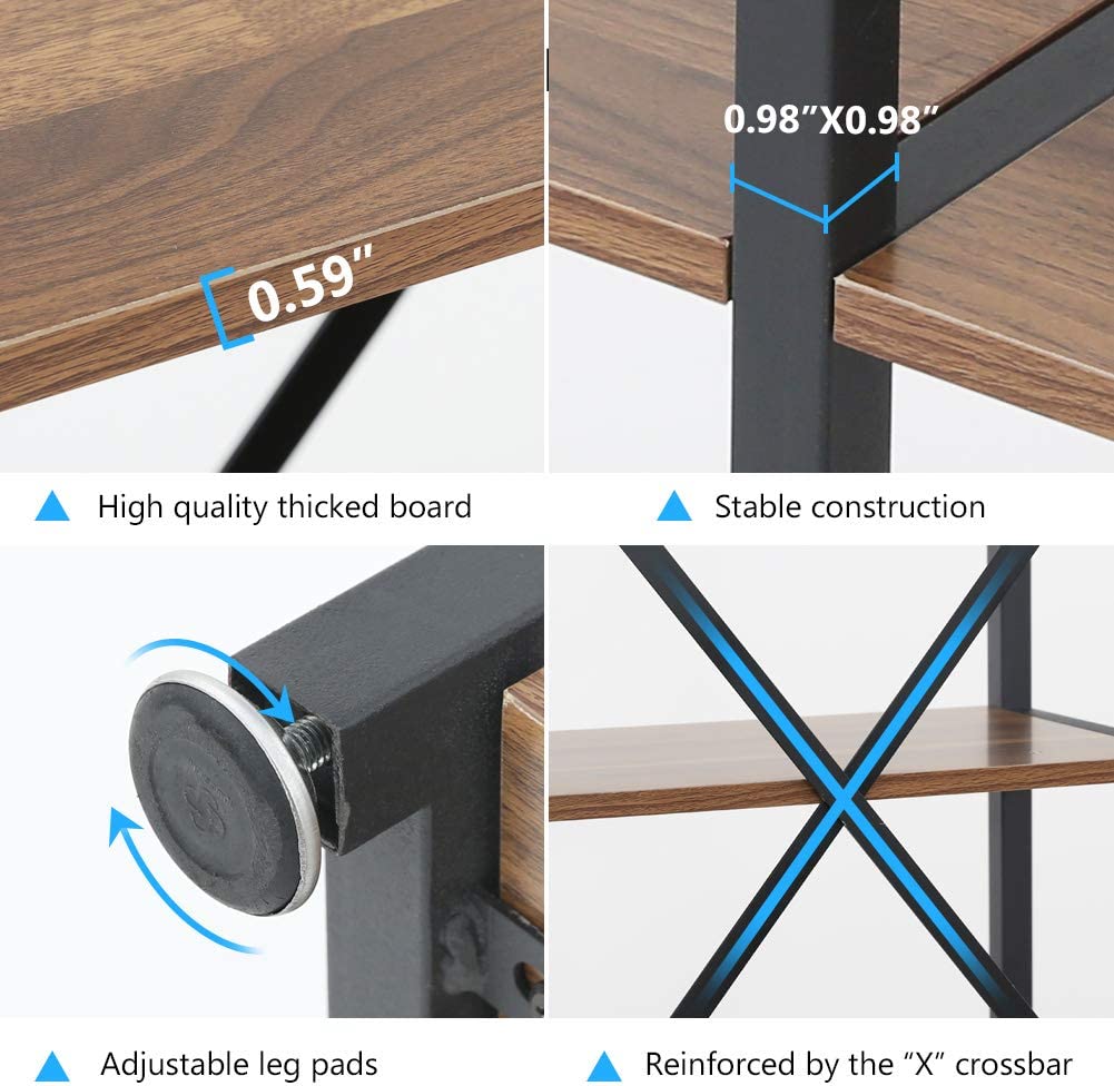 9-Shelf Bookshelf, Industrial Ladder Corner Etagere Bookcase