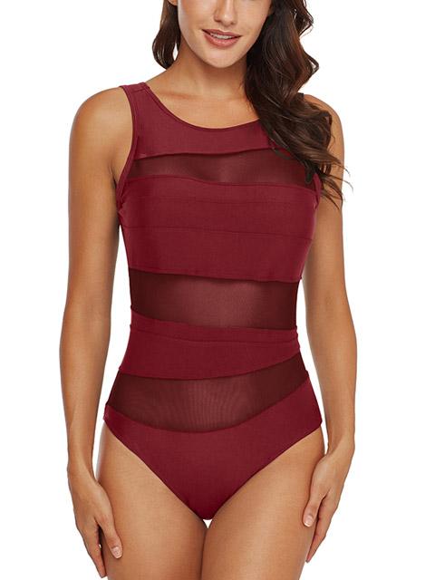 Solid Backless One Piece Swimsuit