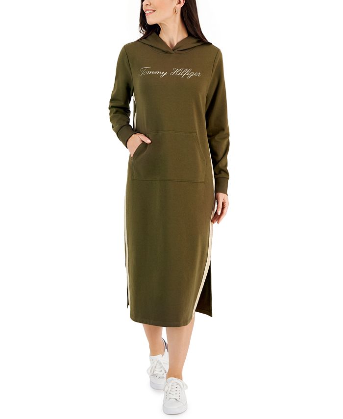Women's Hooded Logo Long-Sleeve Midi Dress