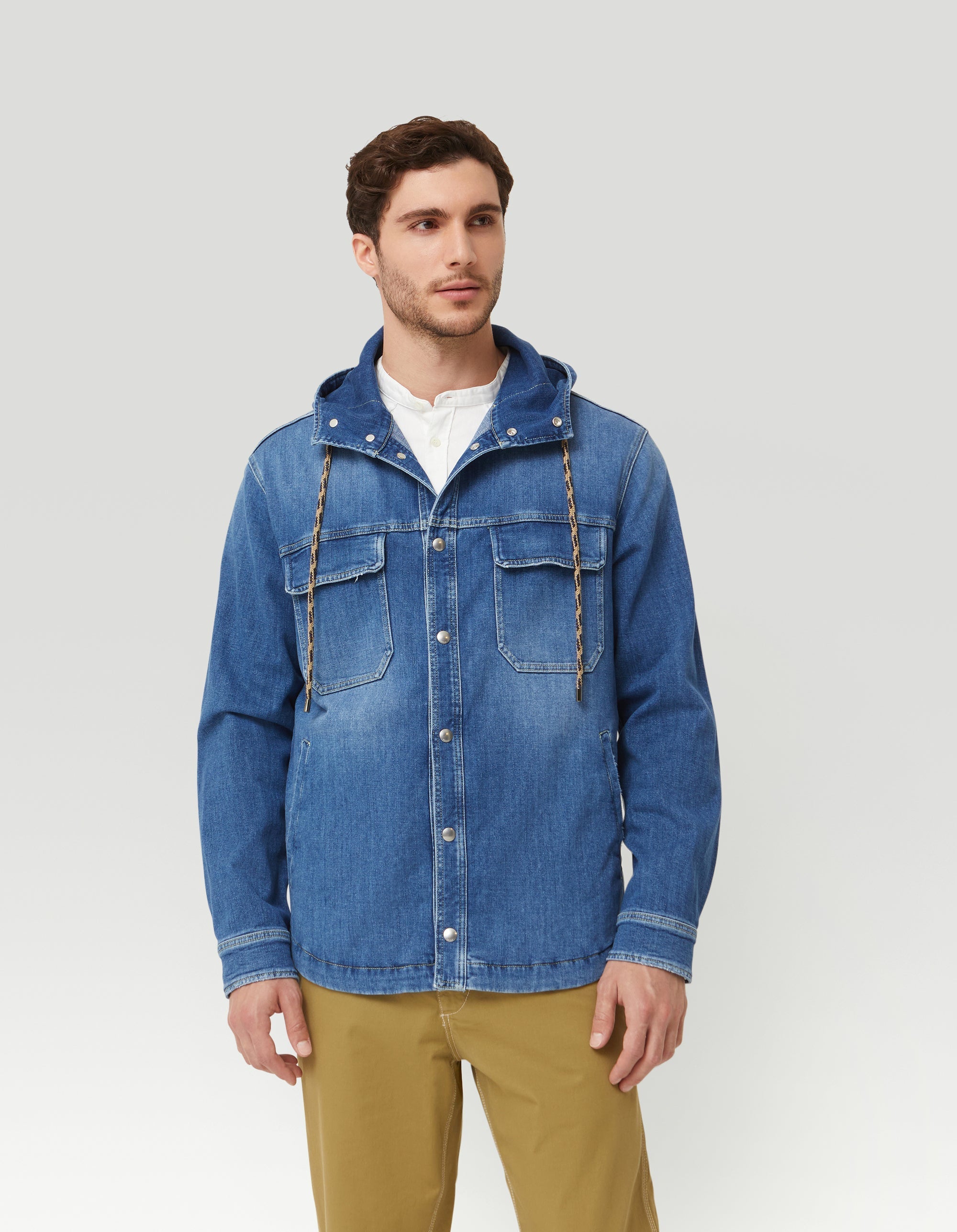 Giacca jeans con cappuccio denim blu