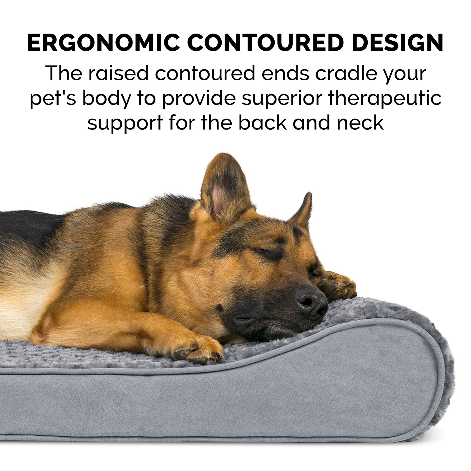 FurHaven Pet Dog Bed | Orthopedic Ultra Plush Luxe Lounger Pet Bed for Dogs and Cats， Gray， Jumbo