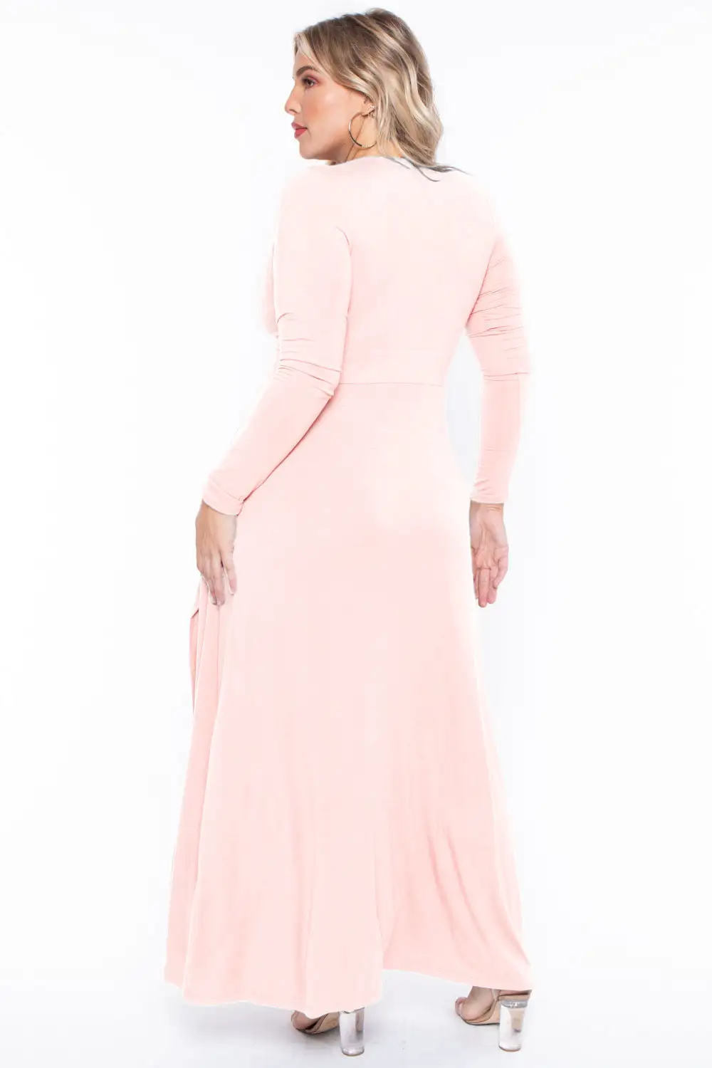 Plus Size Narine Plunging Maxi Dress- Blush