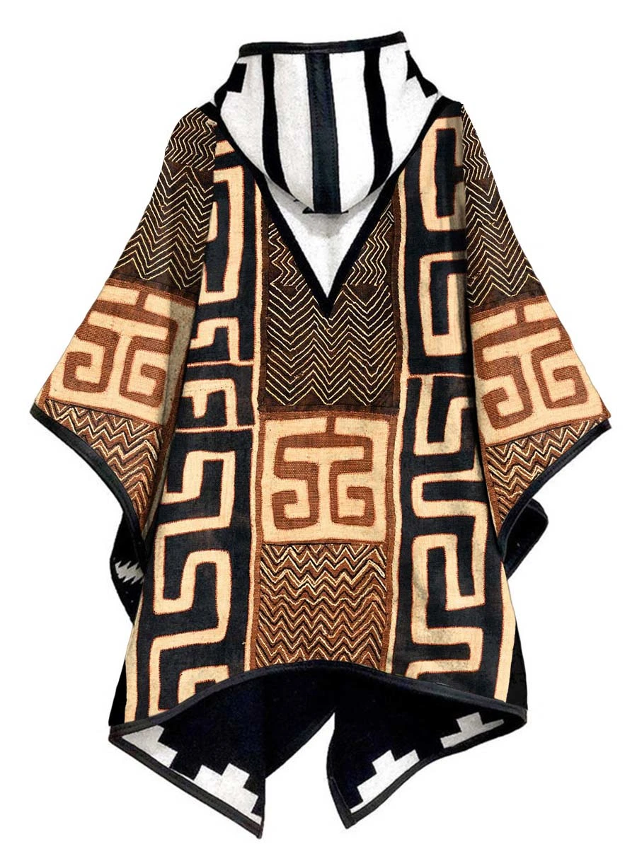 Ethnic Print Casual Hooded Cape