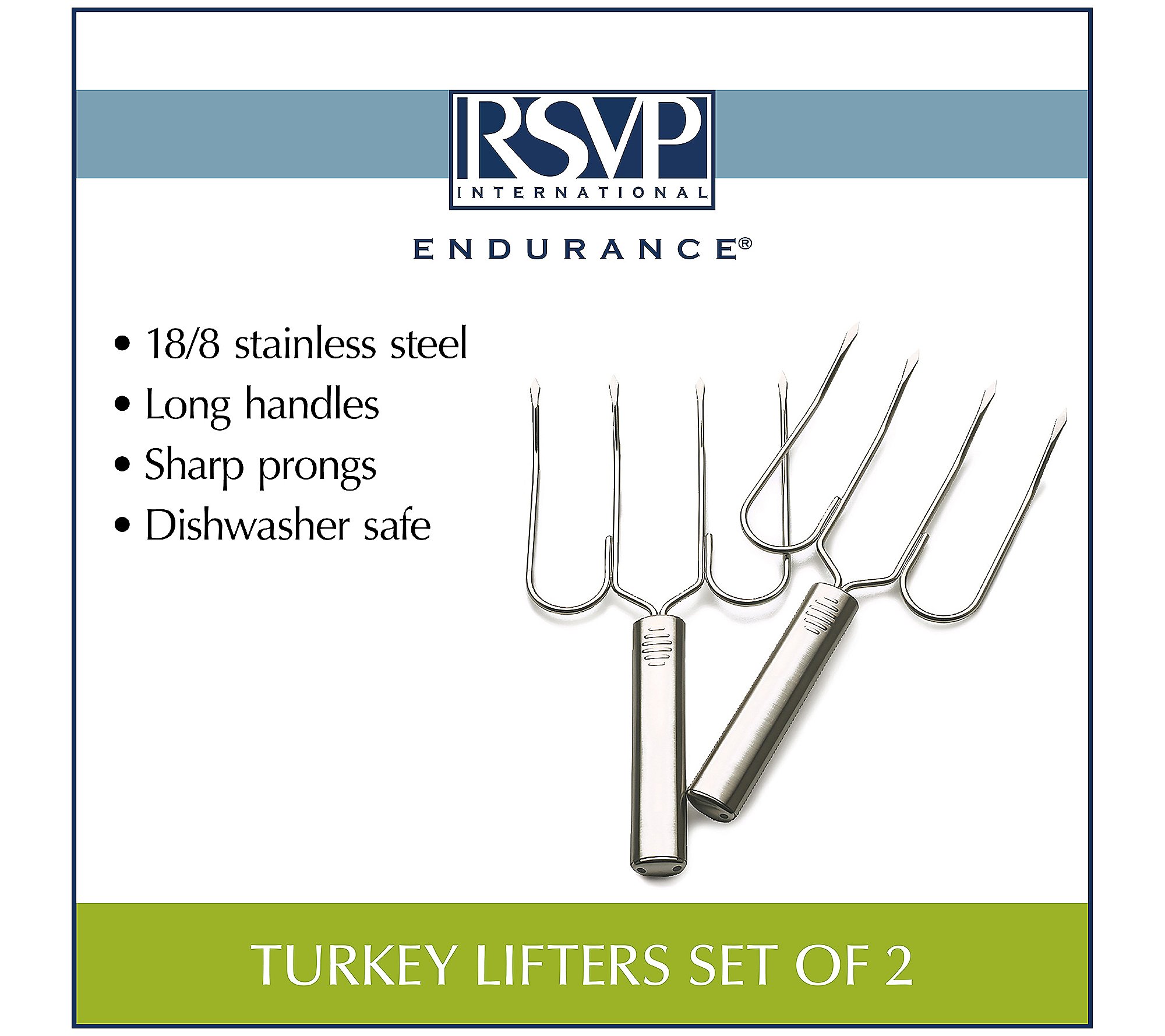 RSVP Set of 2 Stainless Steel Turkey Lifters