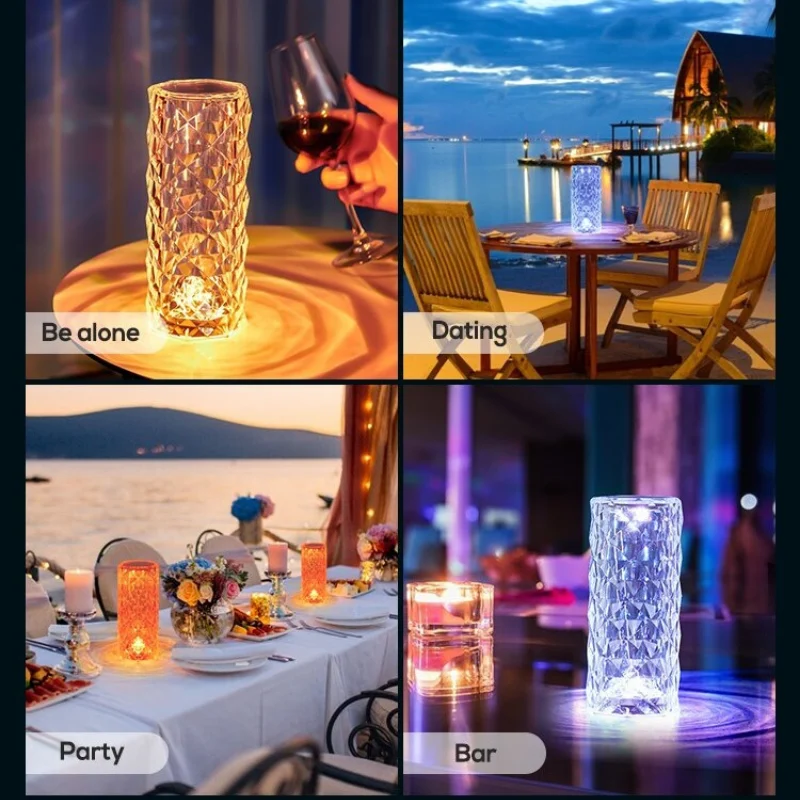 🔥 BIG SALE - 49% OFF🔥16 Colors Rose Rays Crystal Diamond Table Lamp