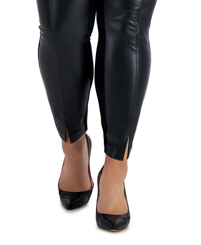 Plus Size Pleather-Front Leggings， Created for Macy's