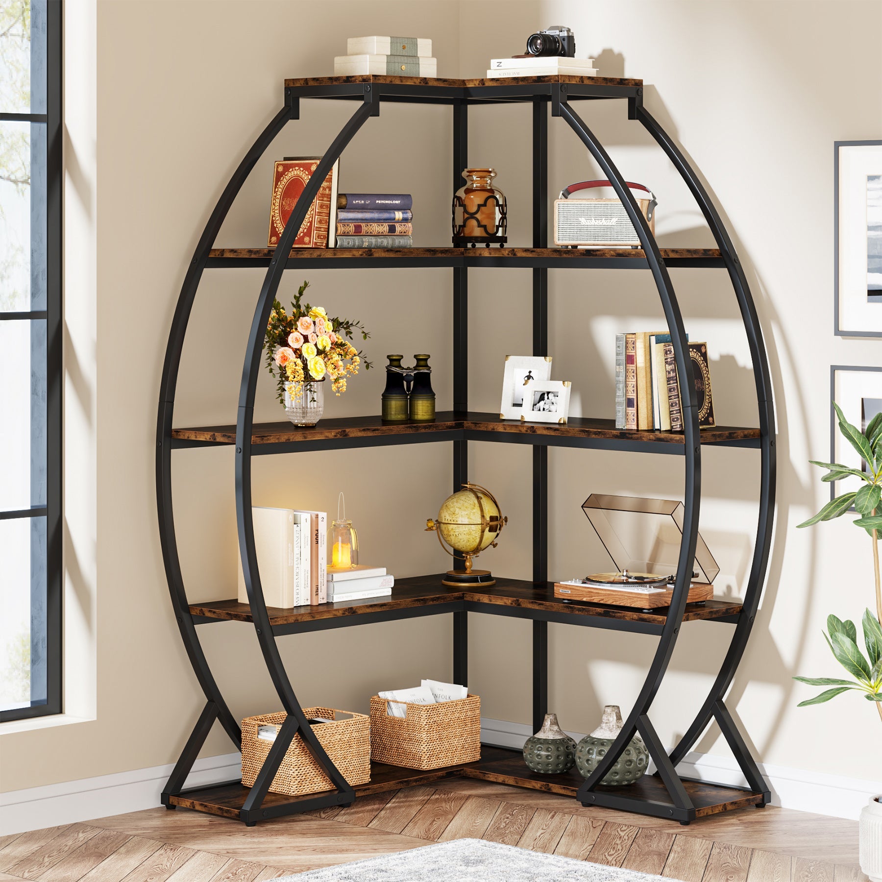 5-Tier Corner Bookshelf, Industrial 69