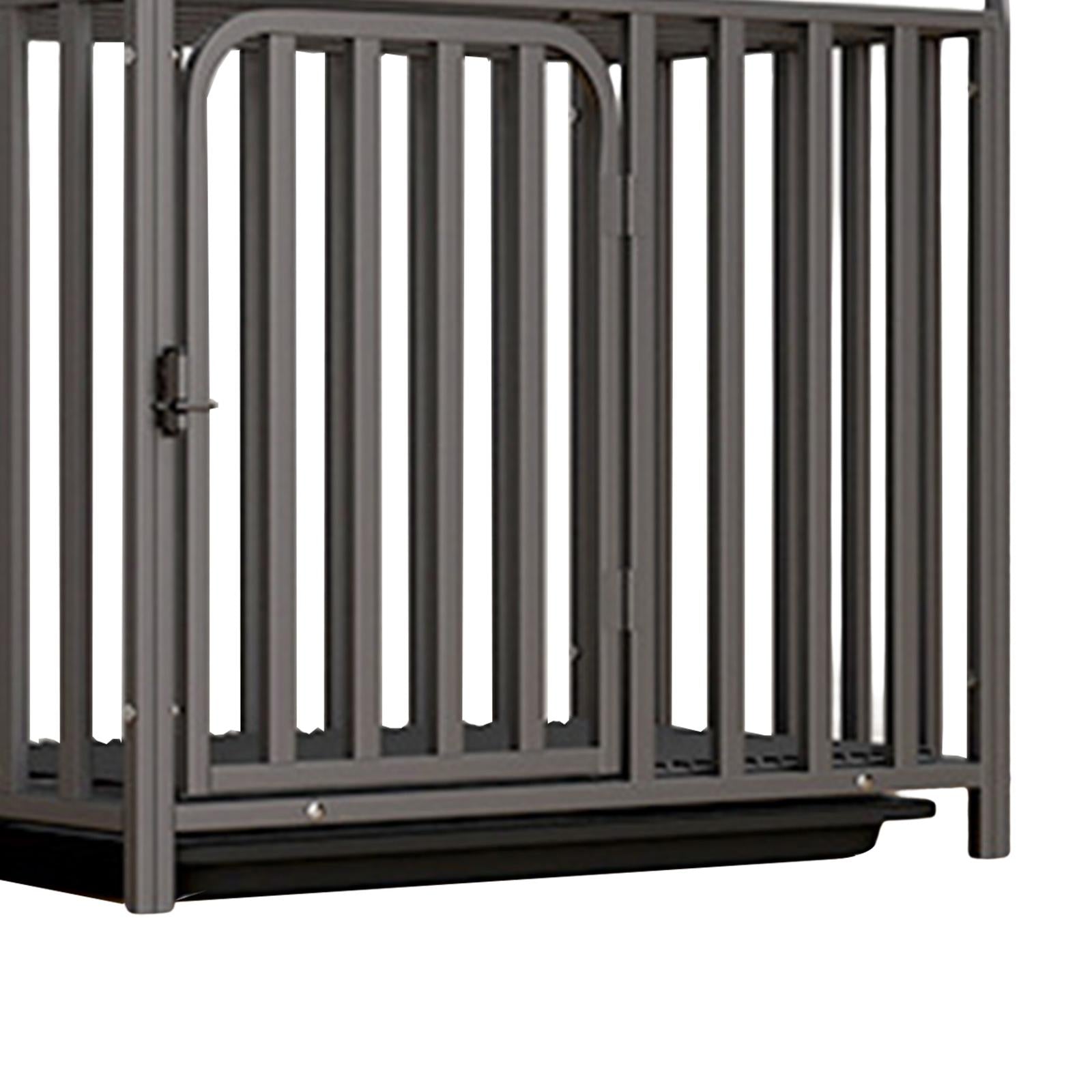 Heavy Duty Dog Crate， Pet Carrier Flat Top Easily to Install with Tray Dogs Kennels Sturdy Black Metal Dog Cage for Indoor Outdoor Small Dog