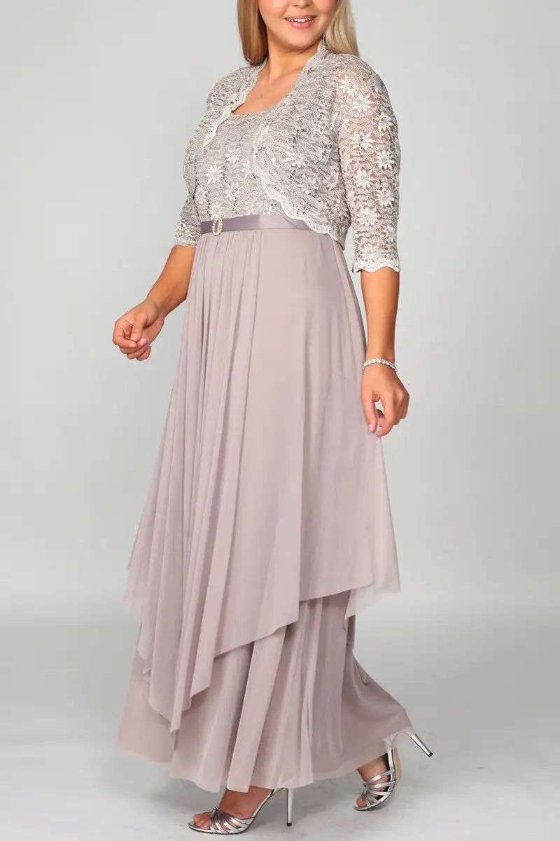 Plus Size Mother of The Bride Jacket Maxi Dress