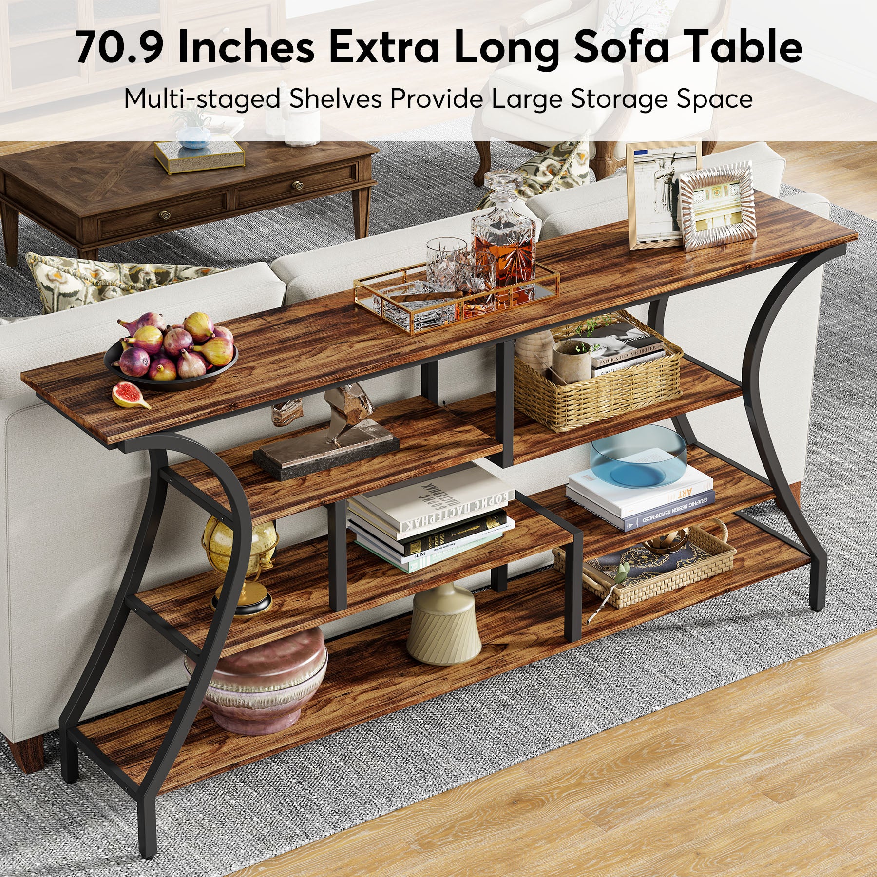 Industrial Console Table, 70.9