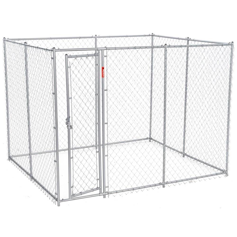 Lucky Dog Heavy Duty Outdoor Chain Link Dog Kennel， Silver， 10'L x 5'W x 6'H， 2 Pack
